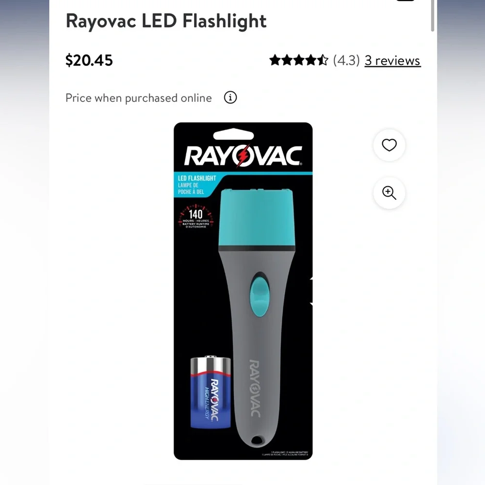 Ray-O-Vac LED flashlight New in package BEH1D-BA